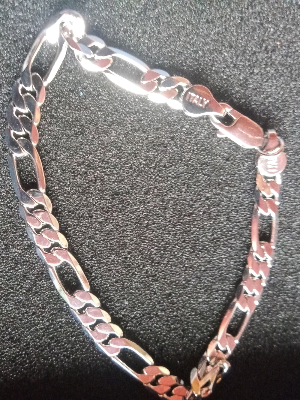 Men's Silver Figaro Chain Bracelet - Polished Stainless Look